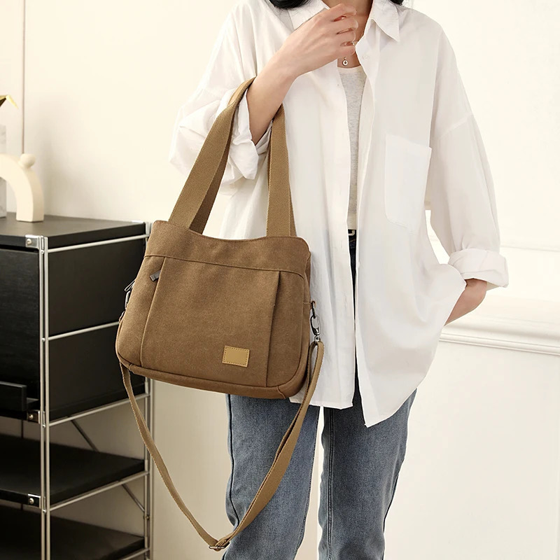 Womens Shoulder Bag Young Womens Cross Body Bag Top Handle Handbag High Quality Canvas Womens Casual Handbag Bolsa 241107