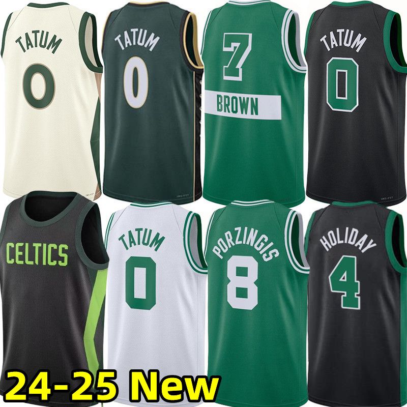 Bostons Celticcs Jayson Tatum Basketball Jerseys Jaylen Brownn Derrick White Jrue Holistaps Porzingis Payton Pritchard Neemias Queta Larry Bird Jersey