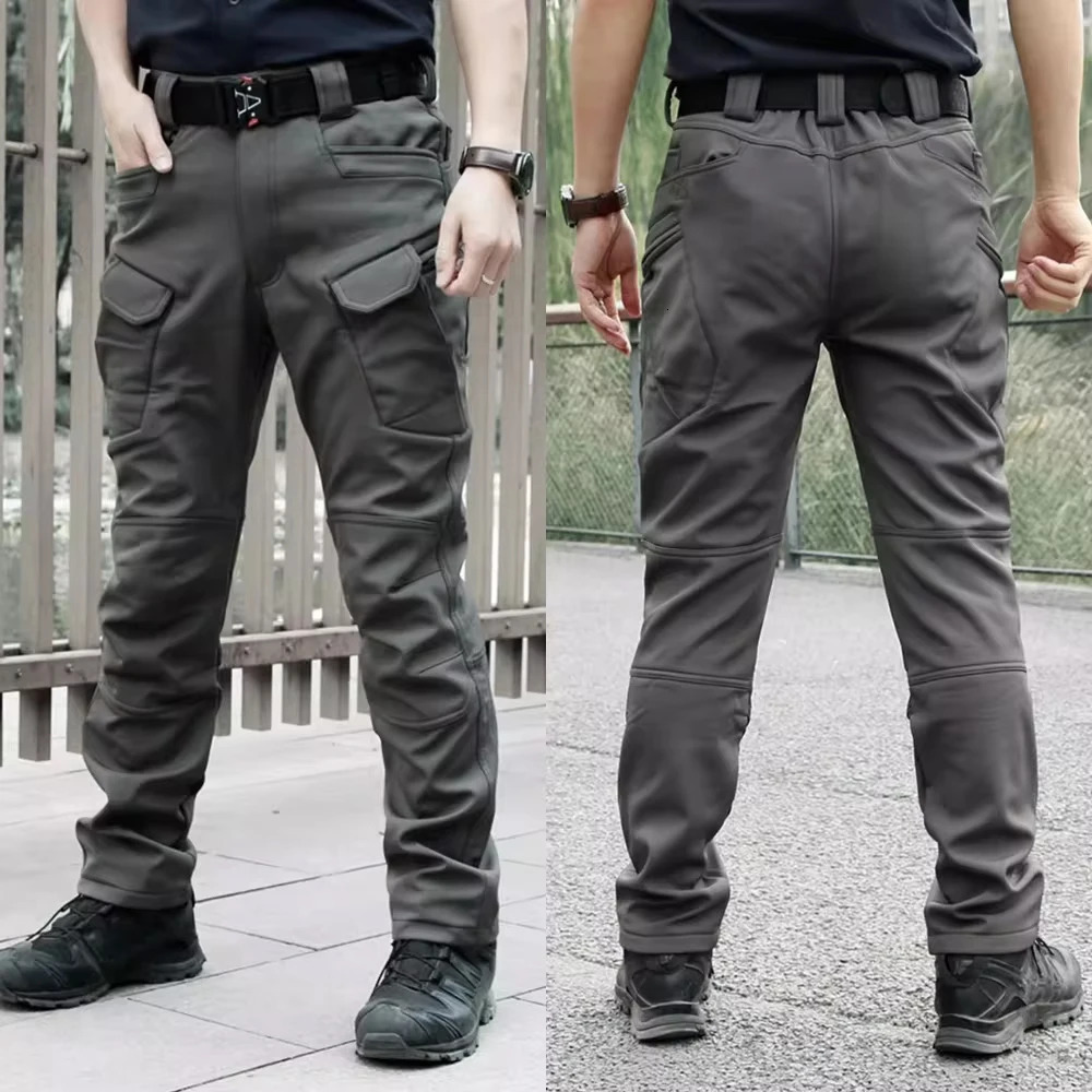 Mens winter waterproof climbing skiing hiking wool fishing tactical pants shark skin cargo pants jackets camping hikers 241106