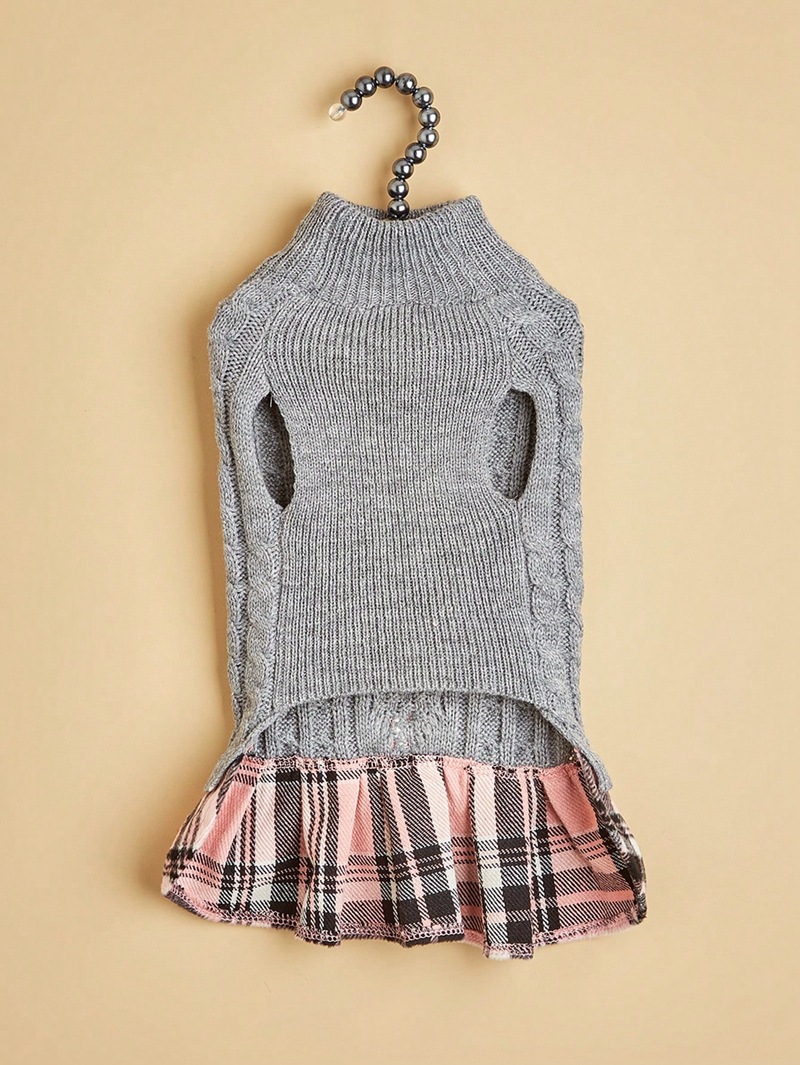 Sweaters Girl Pullover Comfy Small with Bowtie Buffalo Check Coats Dog Clothes Turtleneck Dress Knitwear Puppy Sweater Free shipping