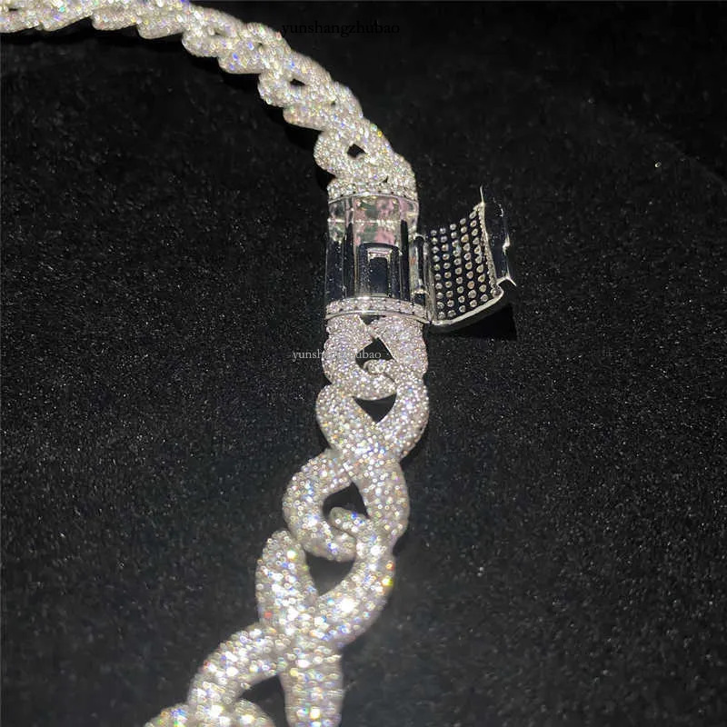 GRA Moissanite k Full Iced Out ic Box Clasp Fine Hip Hop Men Jewelry Cuban Necklace Bg Dia Chain Free shipping