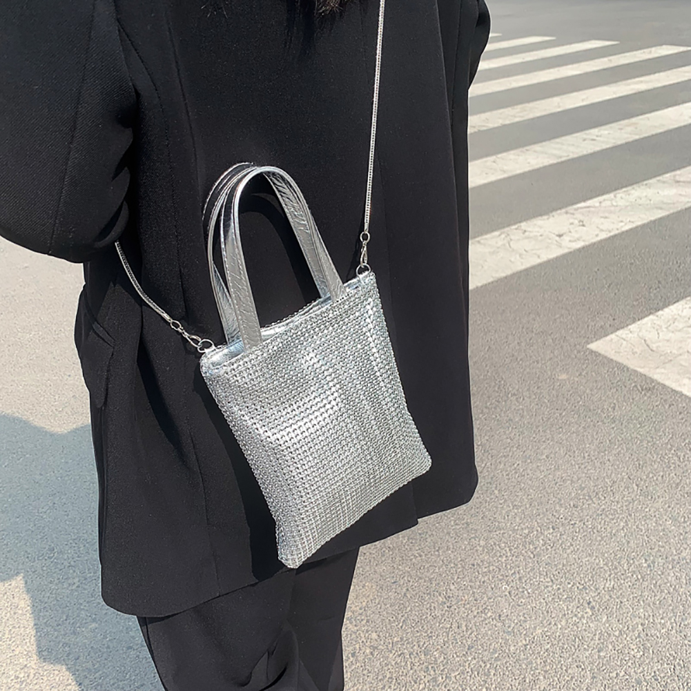 Solid Shining Rhinestone Shoulder Bag Lady Casual Small Messenger Bags for Women Outdoor Business Traveling
