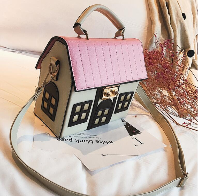 New creative house bag lovely handbag fashion contrast color little women shoulder bag small fresh cross-body bag fashion
