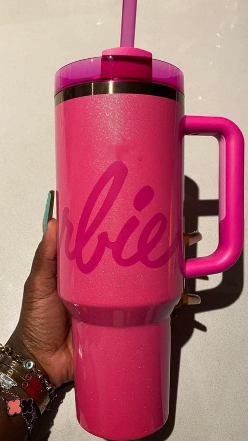 peach blossom Barbie pink Lilac Stainless Cups 40Oz Steel Rose New Pink Tumblers With Handle Lid And Straw Travel Car Mugs Clean Slate Brushstrokes Water Bottles
