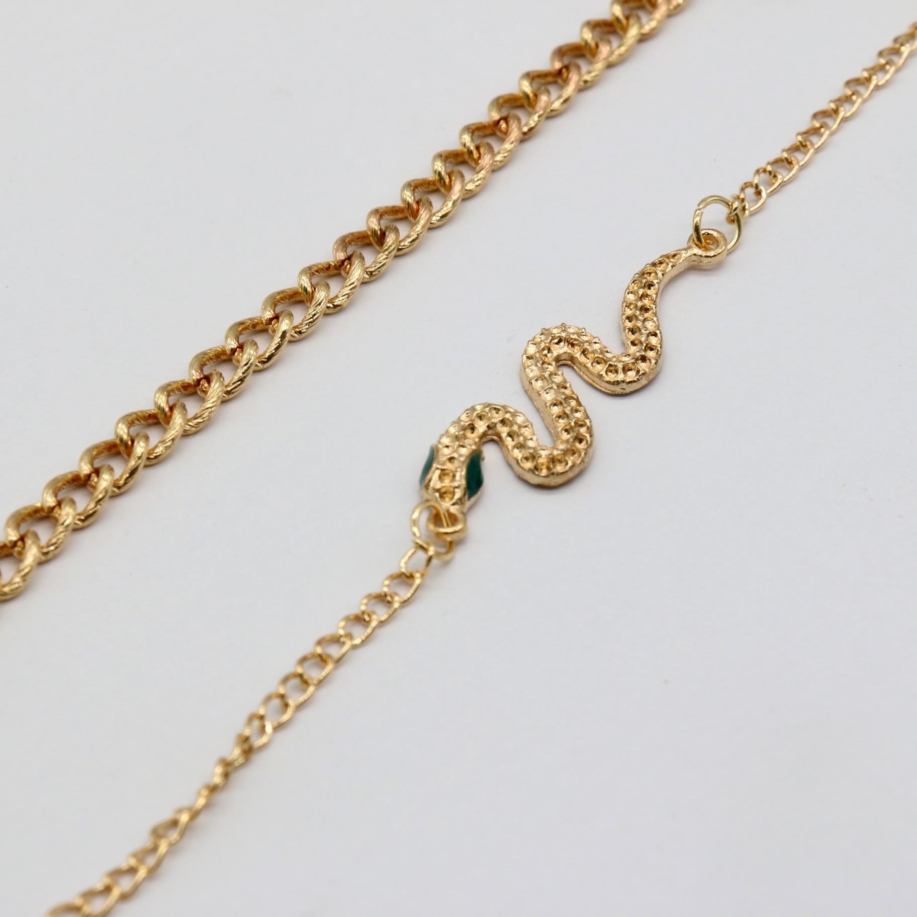 Cross Border Foreign Trade Fashion Simple European and American Cross-border Personality Punk Style Snake Pendant Chain Bracelet Set