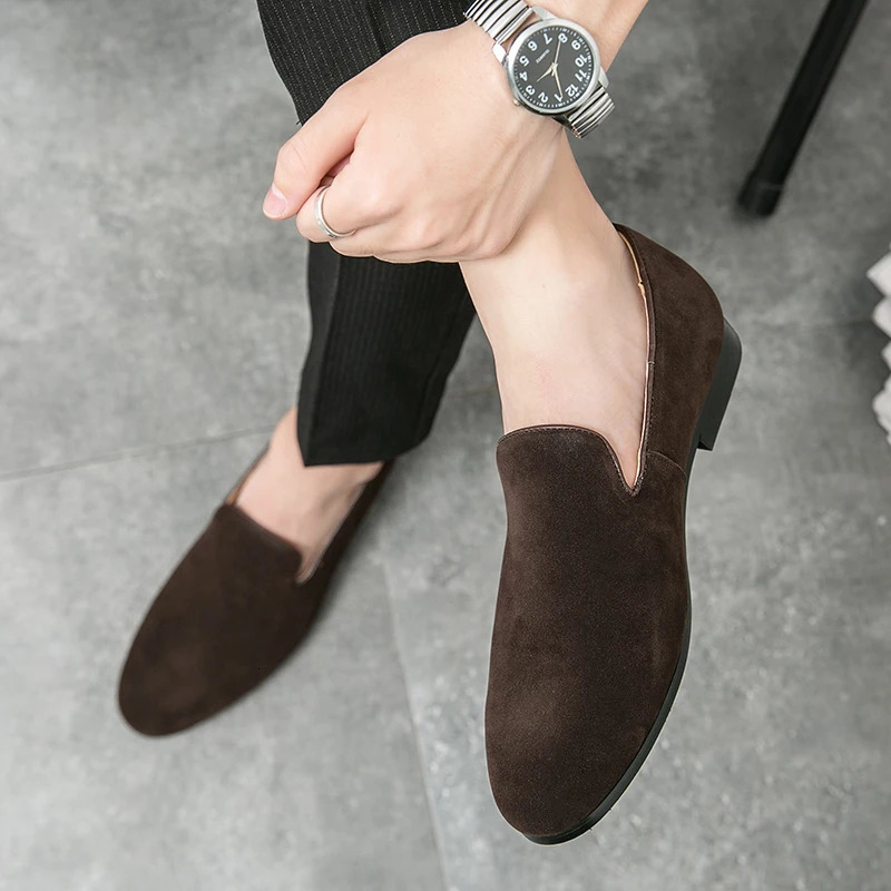 Suede Leather Shoes Men Mules Classic Business For Male Driving Shoes Men Loafers Shoes Slip-On Men Dress Shoes 241106