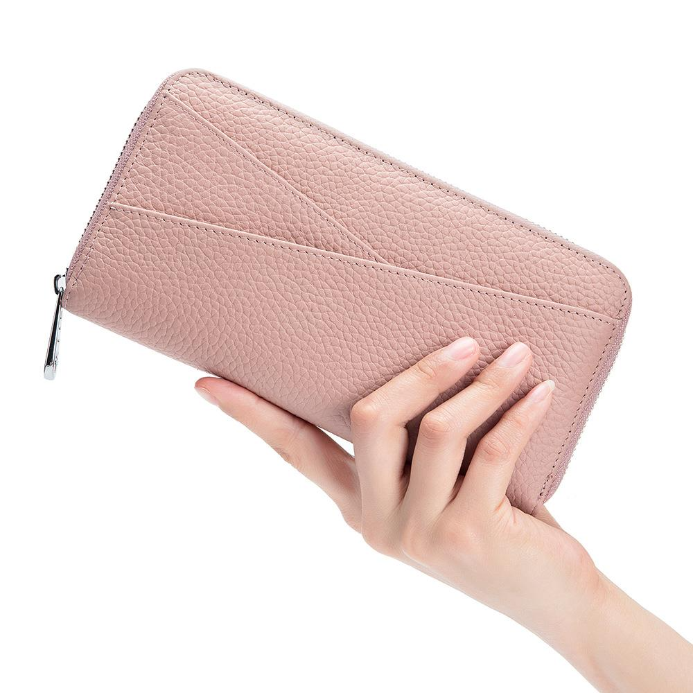 Business Long Wallet Women's Large Capacity First Layer Cowhide Organ Card Holder Fashion Clutch Bag Mobile Phone Bag