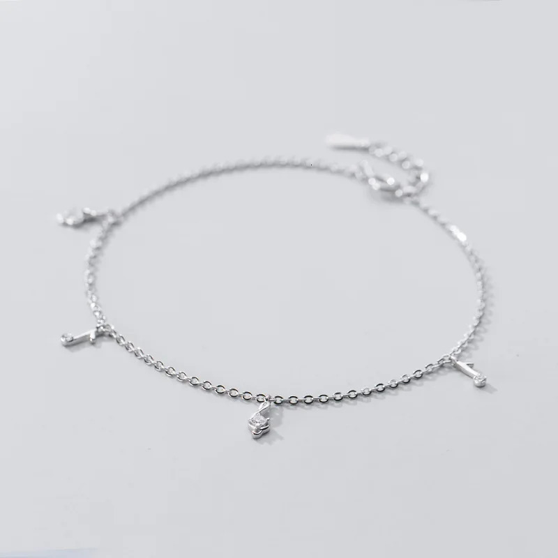 925 silver womens ankle bracelet leg chain music note ankle bracelet fashion trend rose gold platinum color 21 cm adjustable 241107