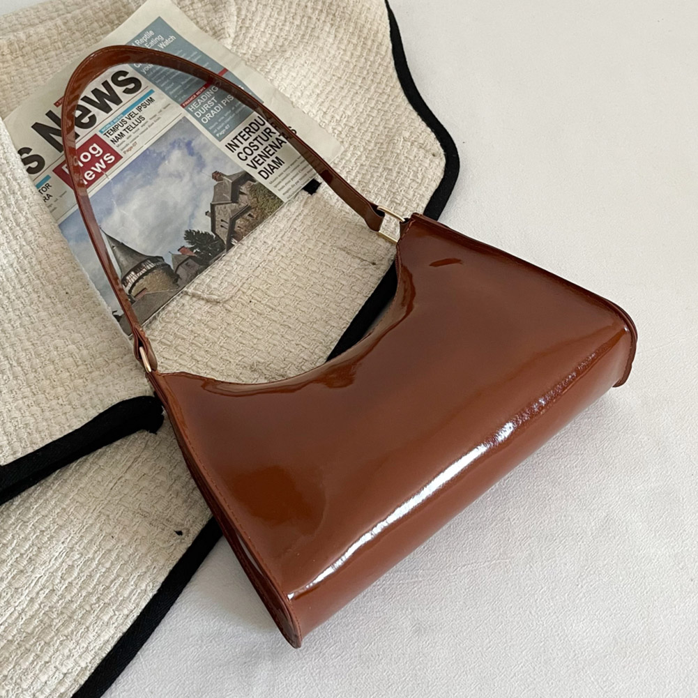Shoulder Bag PU Leather Lady Elegant Purse Fashion Solid Color Portable Exquisite Casual Simple Bright Face for Weekend Travel