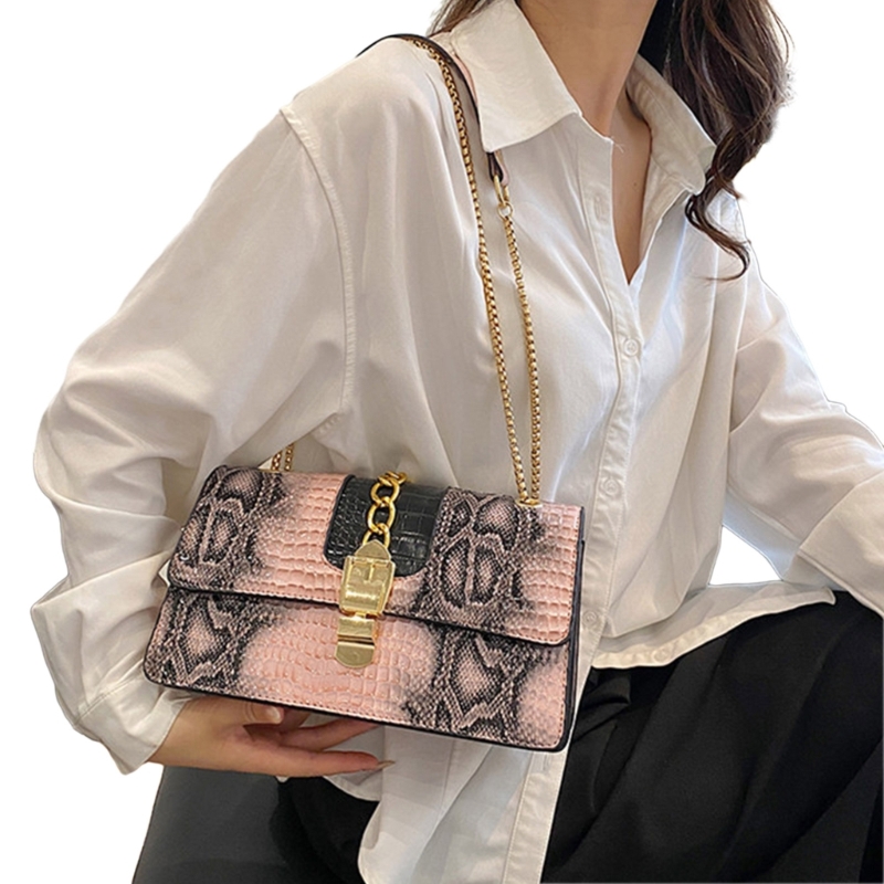 Fashionable Stone Patterned Chain Handbag for Women Versatile and Stylish Shoulder Bag 517D
