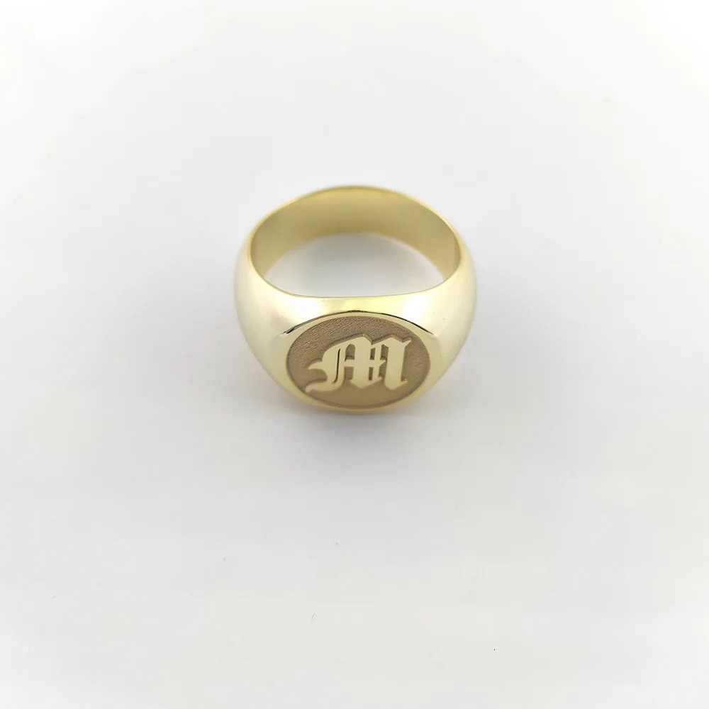 Free delivery customized 3D carved 26 letter 15mm ring mens fashion ring 925 silver ring family gift 241106