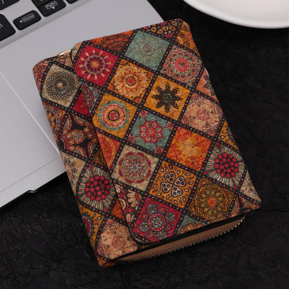 Portable Geometric Multi Card Long Wallet with Advanced Sense and Multifunctional Wallet, Personalized Art Retro Wood Wallet