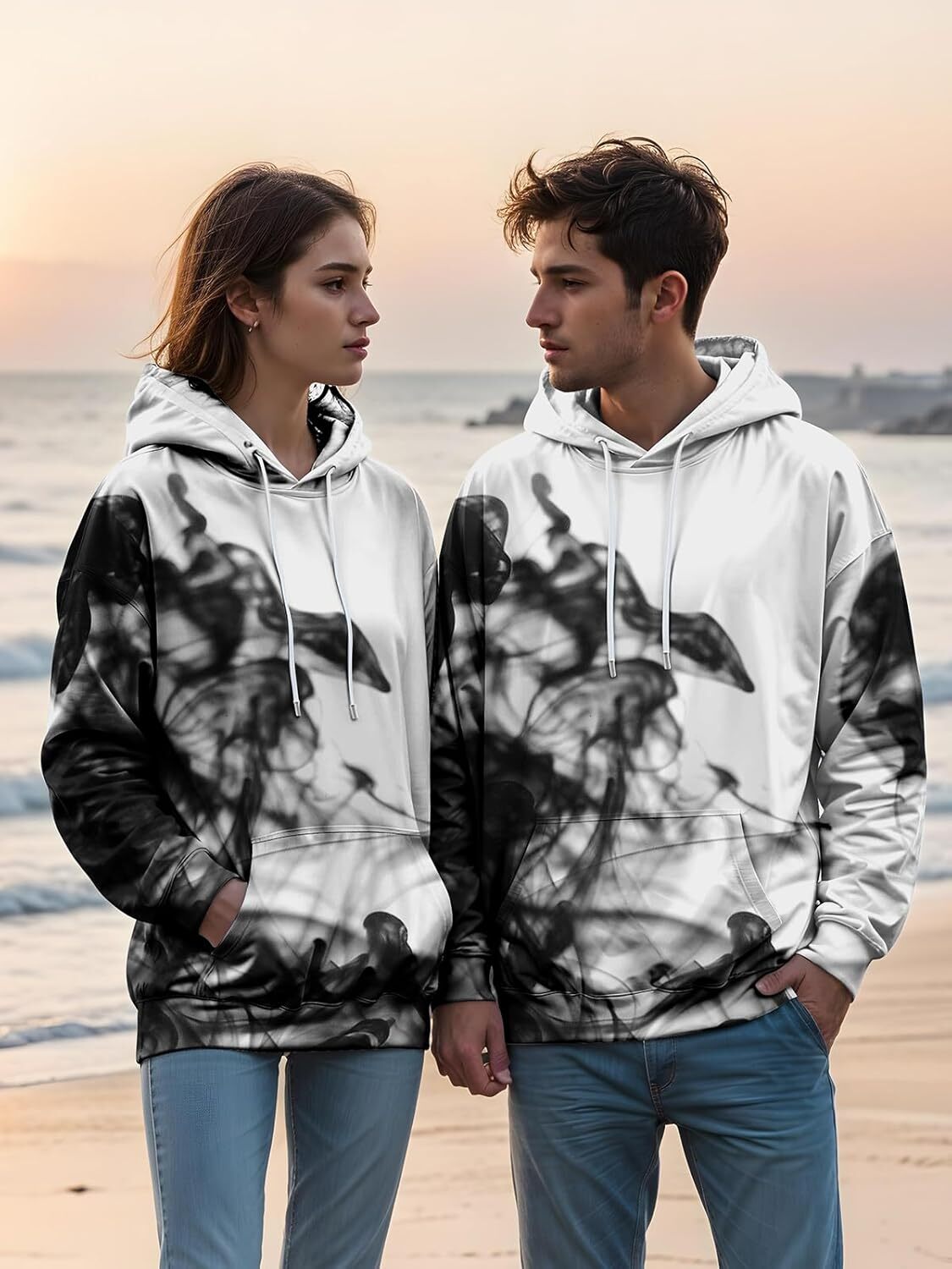Hoodie for Mens Womens 3D Print Hoodies-Unisex Novelty Hoodie Sweatshirt Xmas Teen Boys Girls Gifts Black White Galaxy
