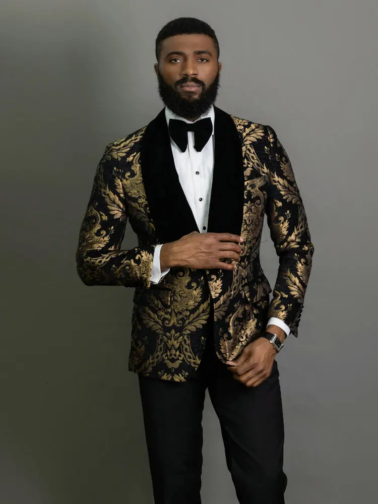 Elegant Clothing Mens Shawl Collar Black Jacquard Dinner Party Groom Dress Mens Wedding Ball Evening Dress Jacket 241106