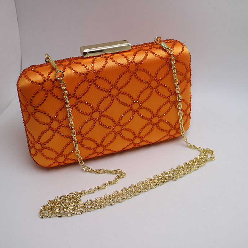 Wholesale Big Capacity Larger Size Crystal Hard Case Box Clutch Evening Bag and Clutches Orange