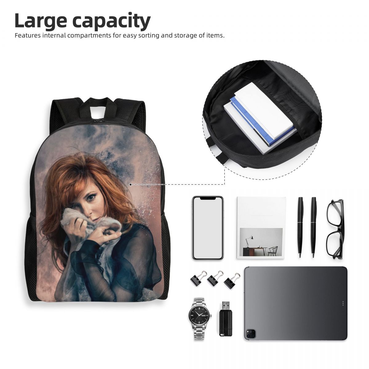 Mylene Farmer Backpacks for Women Men College School Students Bookbag Fits 15 Inch Laptop Bags