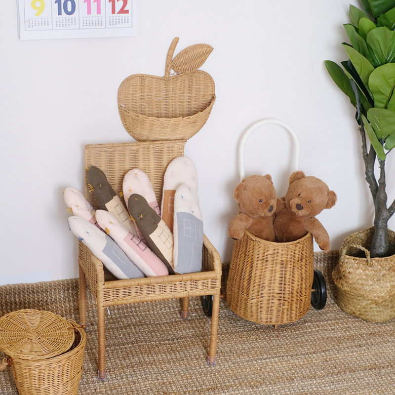 Handmade Rattan Basket totes Eco-friendly Home Cute Kids Storage Picnic Handbag Woman Wicker hand-woven Clutch