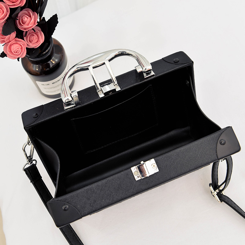 Retro radio box style pu leather ladies handbag shoulder bag chain purse women's crossbody messenger bag flap
