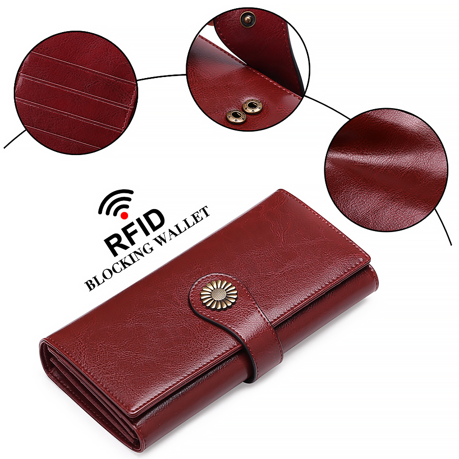 women's wallets genuine leather aesthetic Clutch bag girls RFID Anti theft brush folding Purse money Bag Coins Luxury Cardholder
