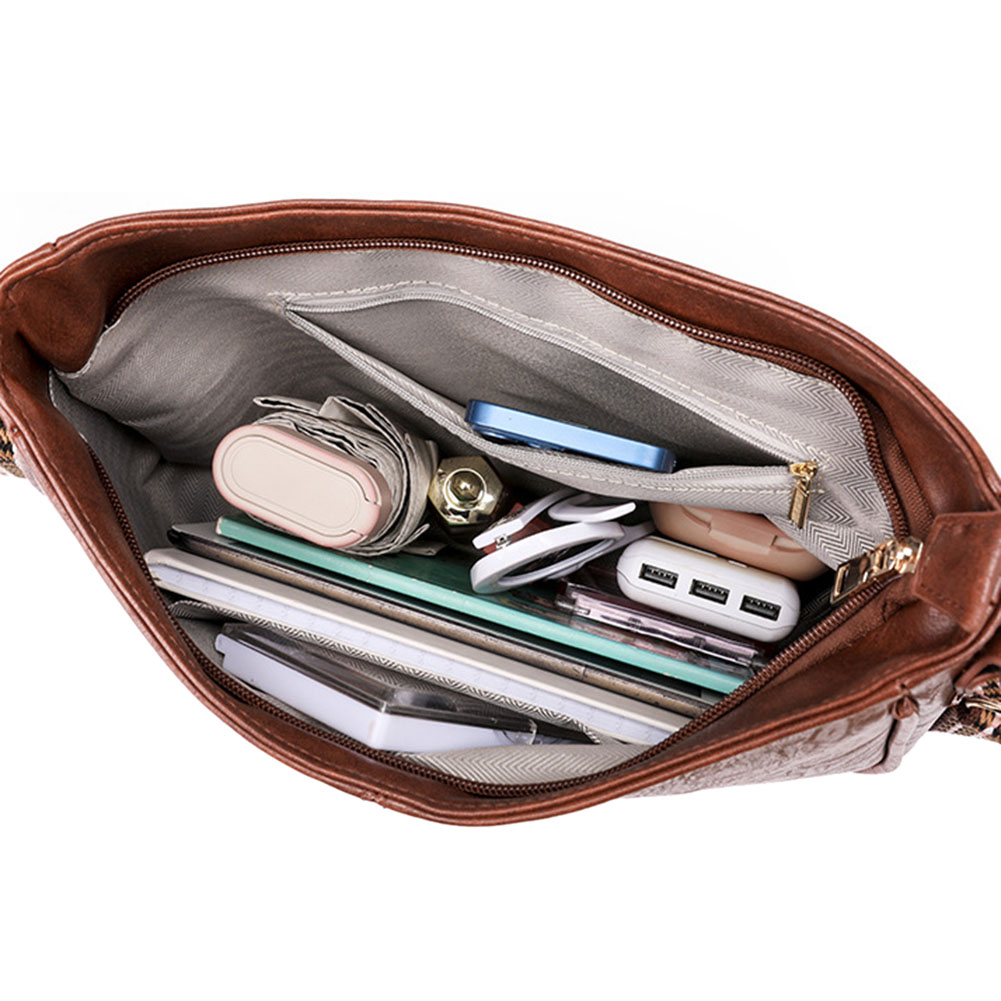Vintage Trendy Crossbody Bag PU Leather Shoulder Purse with Guitar Strap Satchel Purse Underarm Bag for Women and Girls