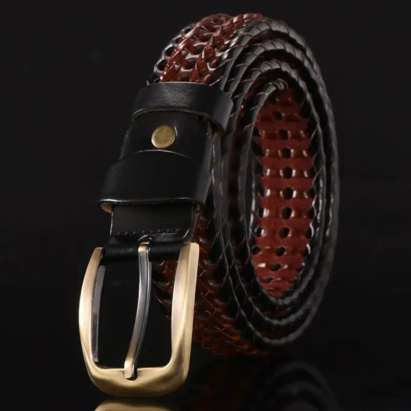 women Braided Belt For Mens Woven Belt Genuine Leather Cow Straps Hand Knitted er Men For Jeans Girdle Male belts 241107