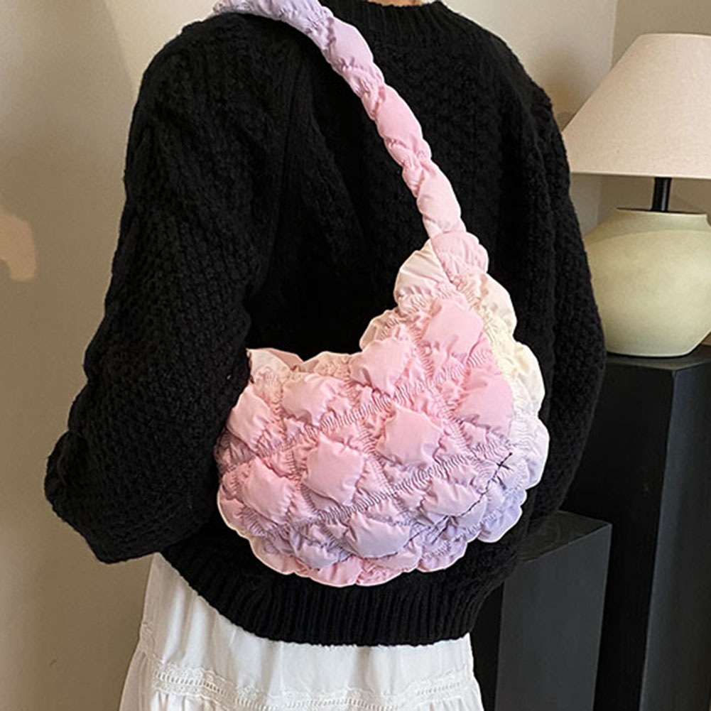 Fashion Pleated Cloud Bag for Women Designer Ruched Handbag Luxury Nylon Quilted Padded Shoulder Crossbody Bag Female Purse 2023