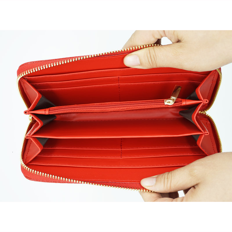 Genuine Leather Women's Long Wallet Women's Fashionable Zipper Wallet, Women's Money Bag Credit Card Large Mobile Wallet