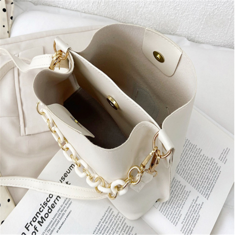 2023 New Pu Leather Bucket Bag Simple Handbags Famous Brands Women Shoulder Bag Casual Big Tote Vintage Ladies Crossbody Bags