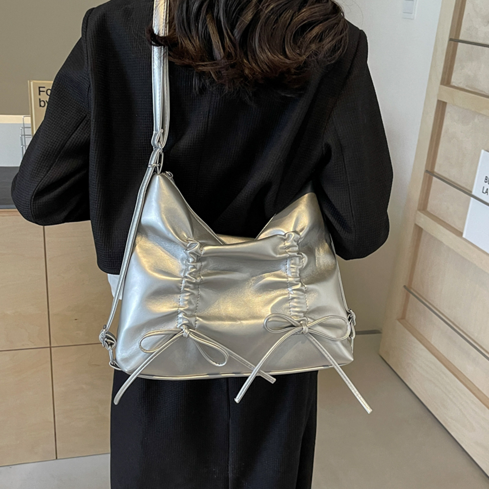 Women Fashion Crossbody Bag PU Leather Daily Tote Handbag Adjustable Strap Solid Color Backpack Female Outdoor Bag