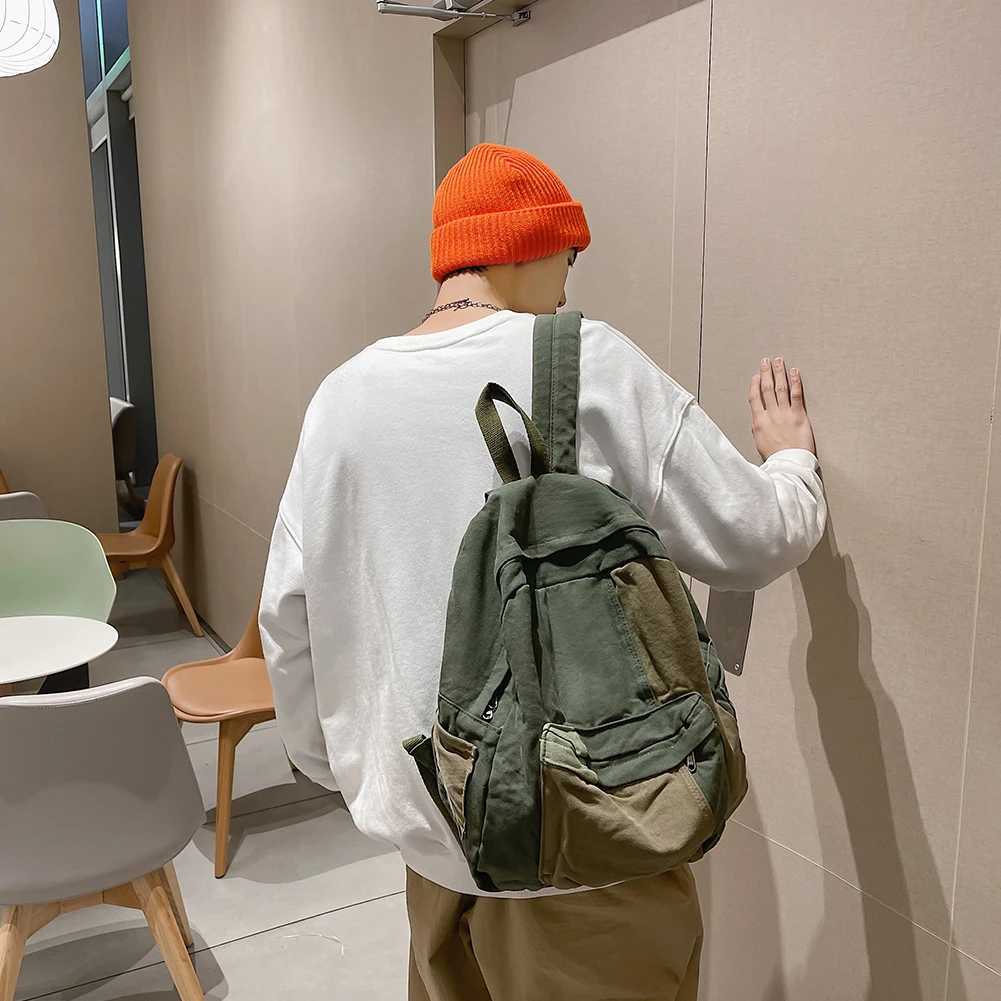 Fashion Men Women Backpack Large Canvas Kawaii Girl Travel Book Bags College Lady Laptop Cute Rucksack Schoolbag 241107