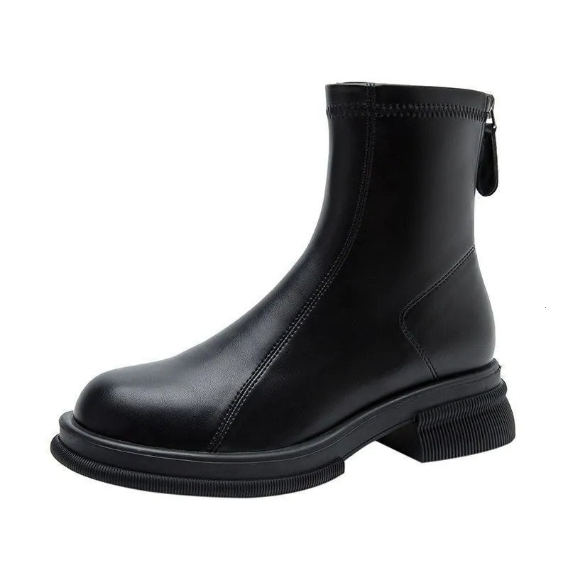 Autumn and winter womens ankle boots casual back zipper low boots womens retro short boots 241106