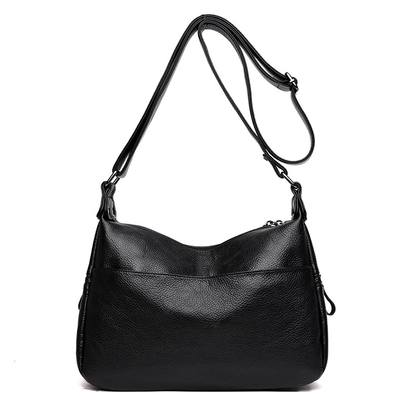 Middle-aged female bag 2021 new soft leather mother bag wild woman backpack middle-aged and elderly one-shoulder messenger bag