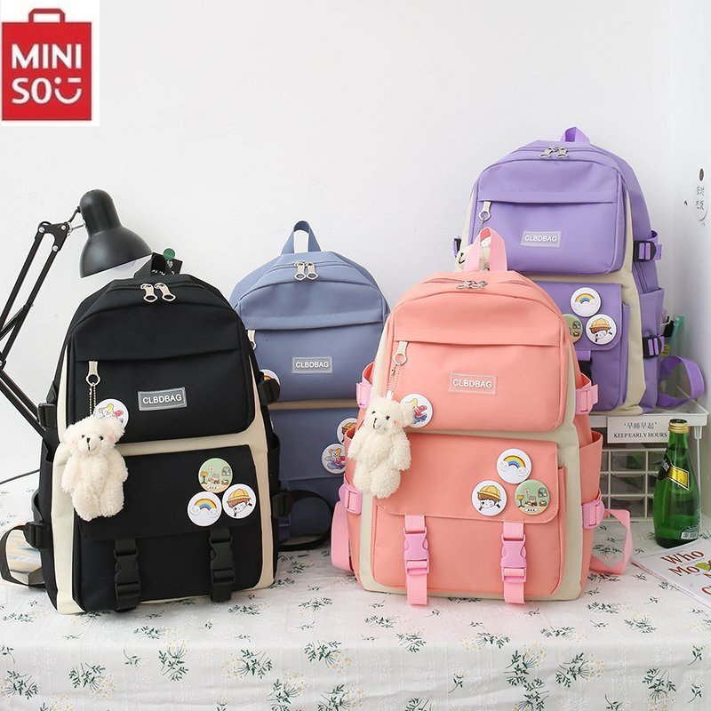 5 Piece Set Kawaii School Bags for Teenage Girls Canvas Solid Color Women Backpack Female Teen Student School Laptop Bag Bagpack