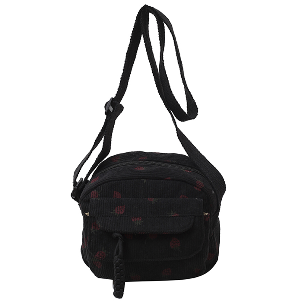 Cute Strawberry Trendy Crossbody Bag Corduroy Tote Handbag Casual Zipper Underarm Bag for Women Girls Travel Work