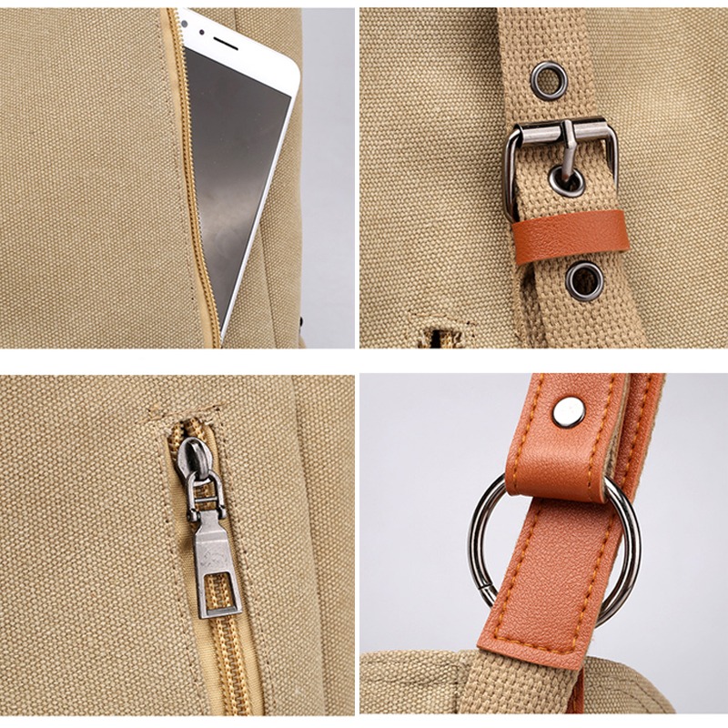 Fashion Canvas Shoulder Bag Women's Large Capacity Backpack New Multi functional Crossbody Bag Outdoor Leisure Portable Bag