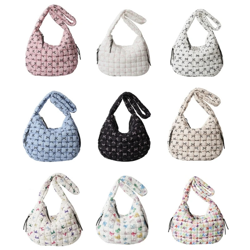 Womens large capacity cross shaped bag bedding shoulder bag fashion puff bag trend cloud bag 241106