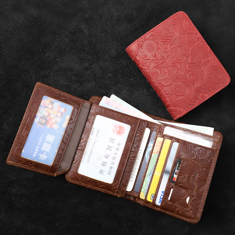 Genuine Leather Wallet Women Fold Purses Female Small Walet Card Holder SD Slot Short Wallets For Girls Money Bag Purse