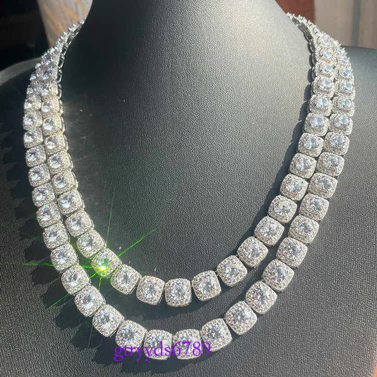 Necklace bracelet Moissanite Dia Custom Vvs Cuban k S Sier 8mm 12mm Large Tennis Chain Solid Back Hiphop