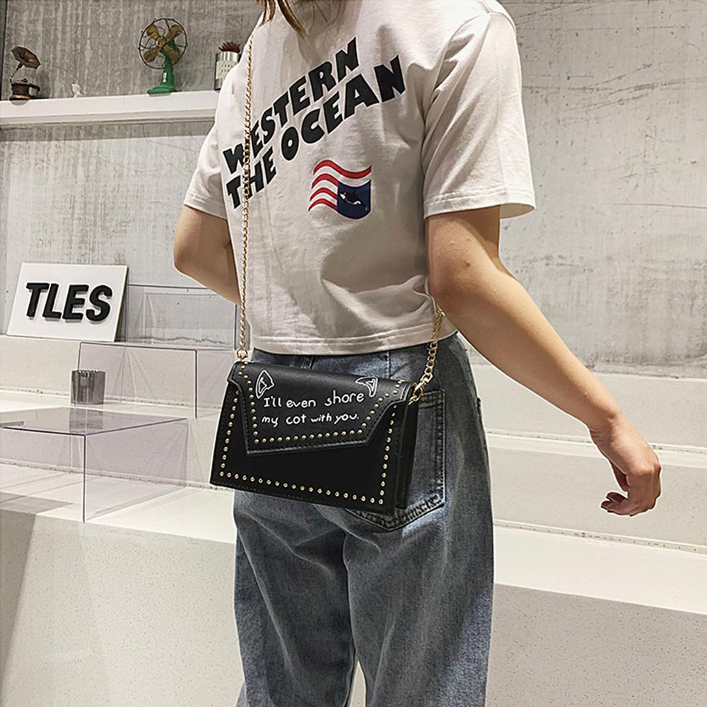 Small clear Brand Designer Woman New Fashion Messenger Bag Chains Shoulder Bag Female Rivets Transparent Square PU Handbag