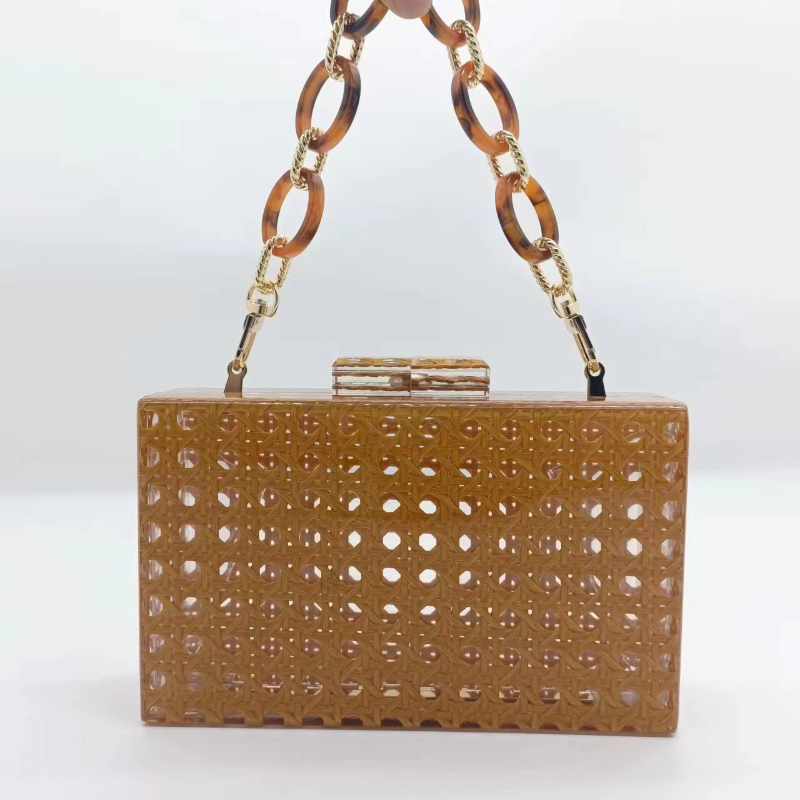 Luxury Brand Women's Shoulder Bag Evening Tote Bags Suitcase Cane Acrylic Imitations Brands Dresses Crossbody Phone Mini Purse