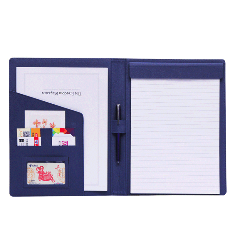Customized Portfolio New Style A4 File Holder Note Pad Paper 30 Sheets Portable Business Document Bag Fashion ID Card Holder