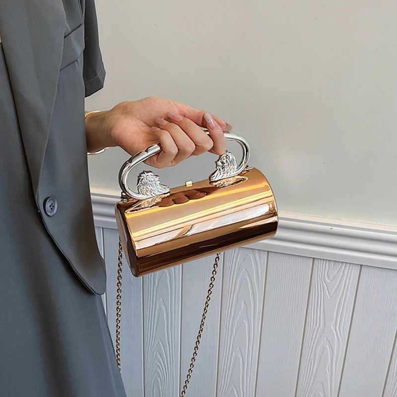 Acrylic shoulder bag cylindrical womens cross bag with chain handbag solid homeless bag used for weddings and dances 241106