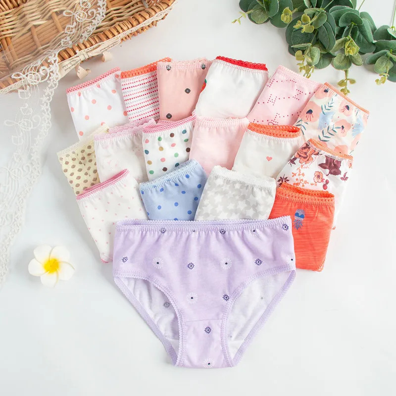 24pcs/Lot Cotton Girls Briefs Childrens Underwear Triangle Panties Kids Underpants 2-12Years 240329