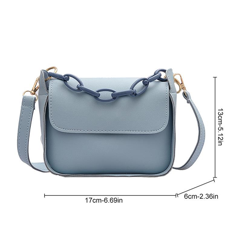 Solid Color Small PU Leather Crossbody Bags for Women 2020 Summer Acrylic Chain Lady Travel Shoulder Messenger Handbags