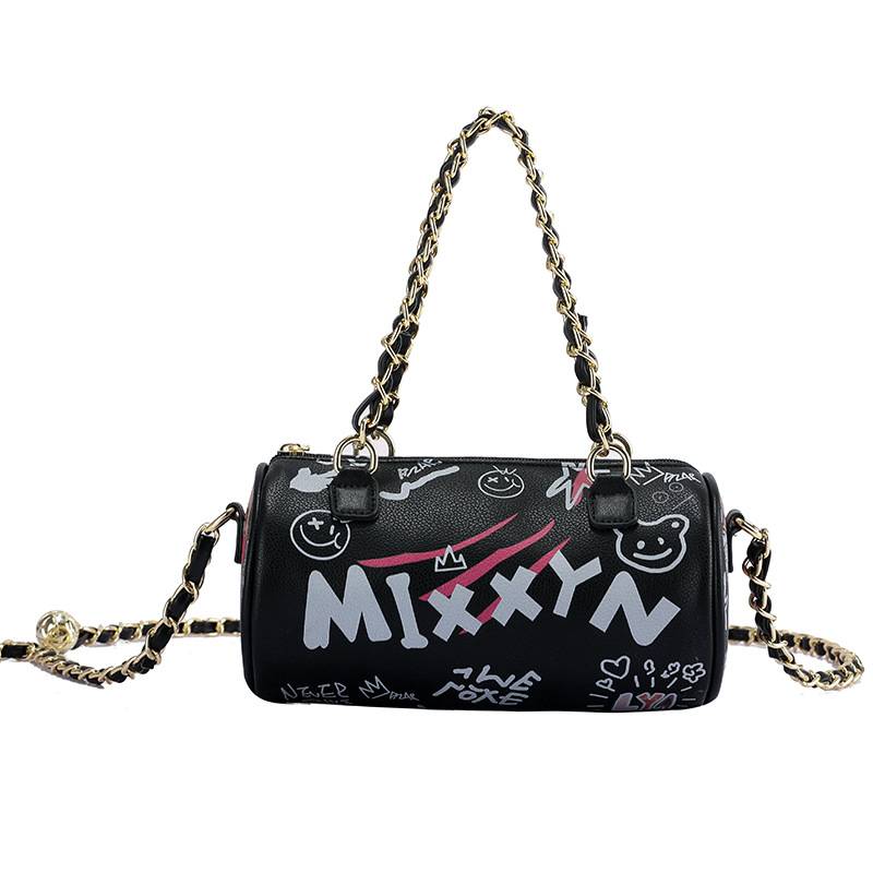 2021 Summer New Kawaii Cute Shoulder Bag Female Bear Graffiti Underarm Cylinder Bag Female Chain Shoulder Messenger Bag