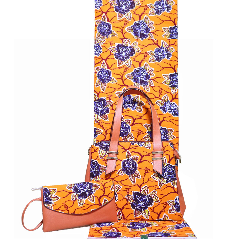 African New Design Wax Handmade Bag And Fabric Set For Wedding 2021 Summer Elegant Ladise Bag And Prints Wax Fabric