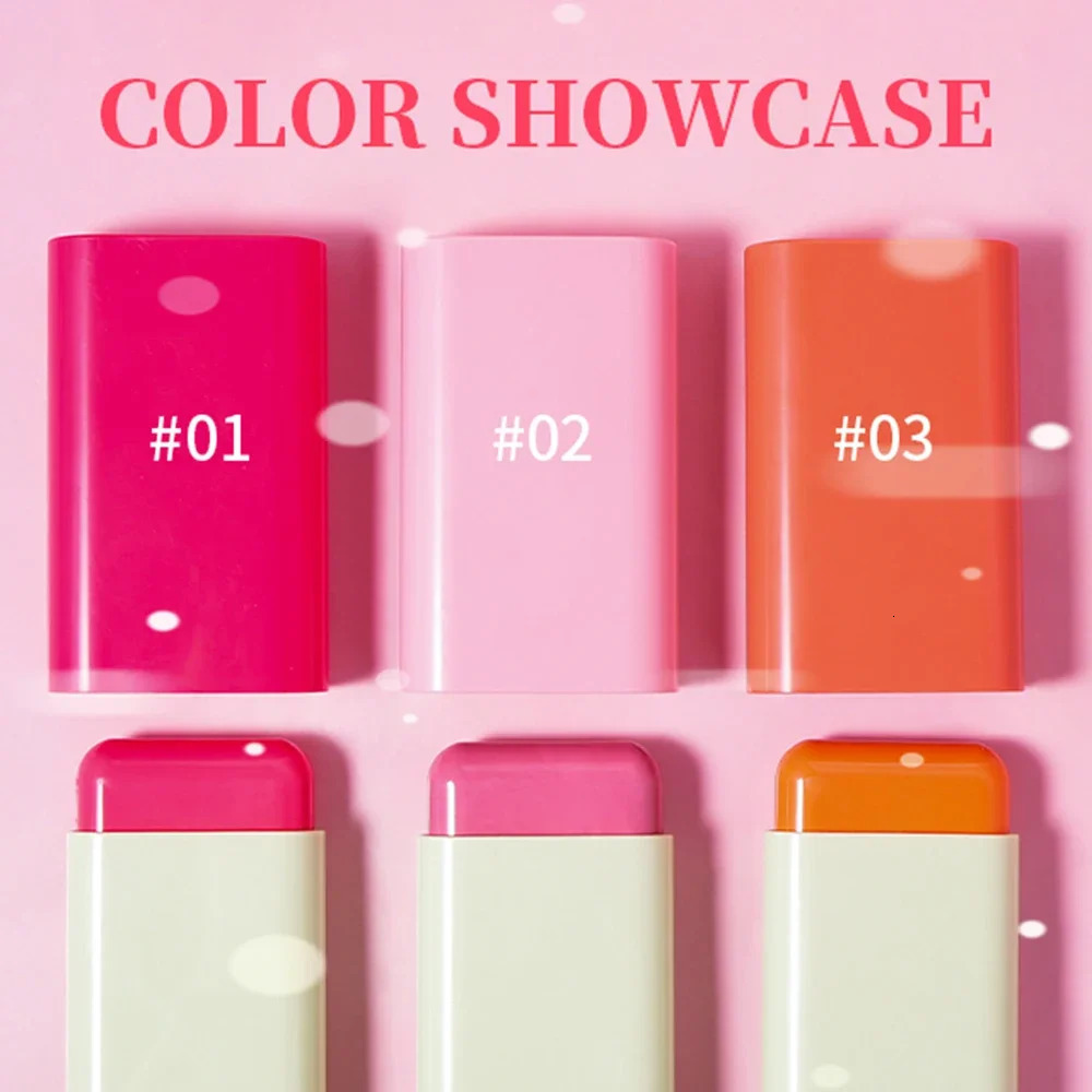 20g private label powder blusher face cream stick customized bulk 3 color smooth powder blusher bright background lovely pink face cream makeup 241107
