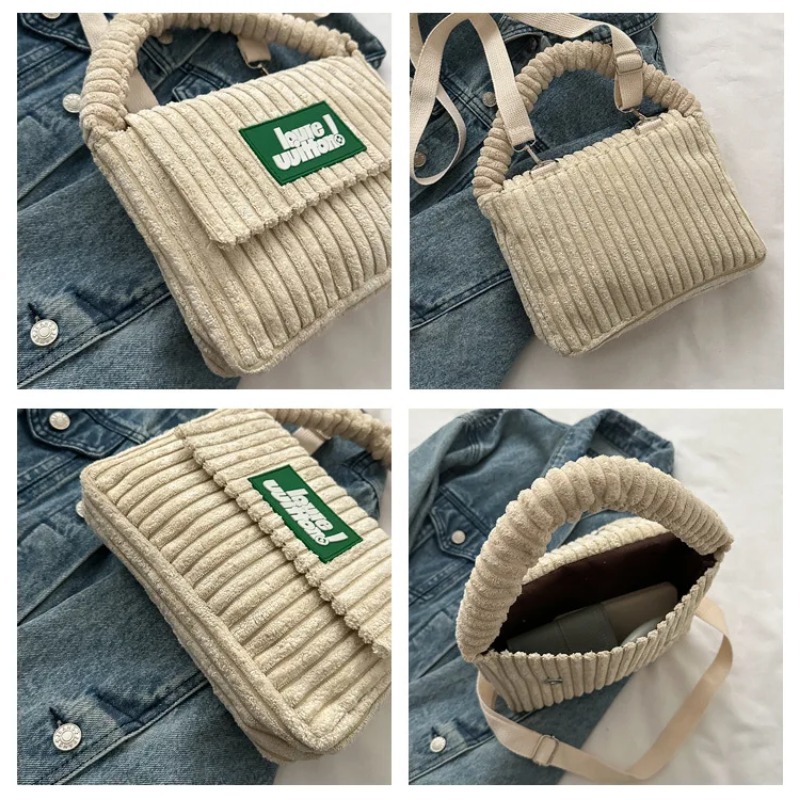 New CorduroyWomen's Handbag Fashion Versatile Texture Shoulder Bags Casual Nylon Magnetic Button Crossbody Bags for Women 2023