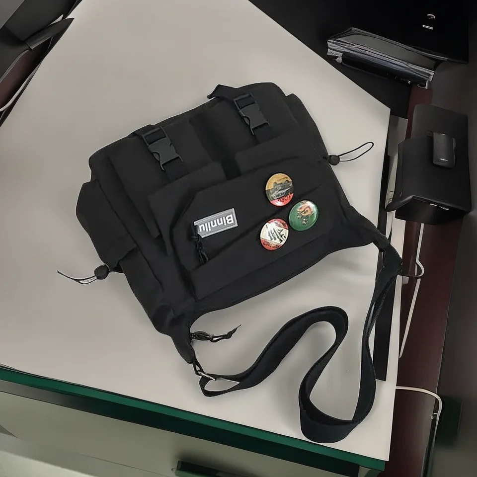 Preppy Style Nylon Crossbody Bag For Boys GirlsLarge Capacity Messenger Outdoor Activities Black Personalised Gifts 241106