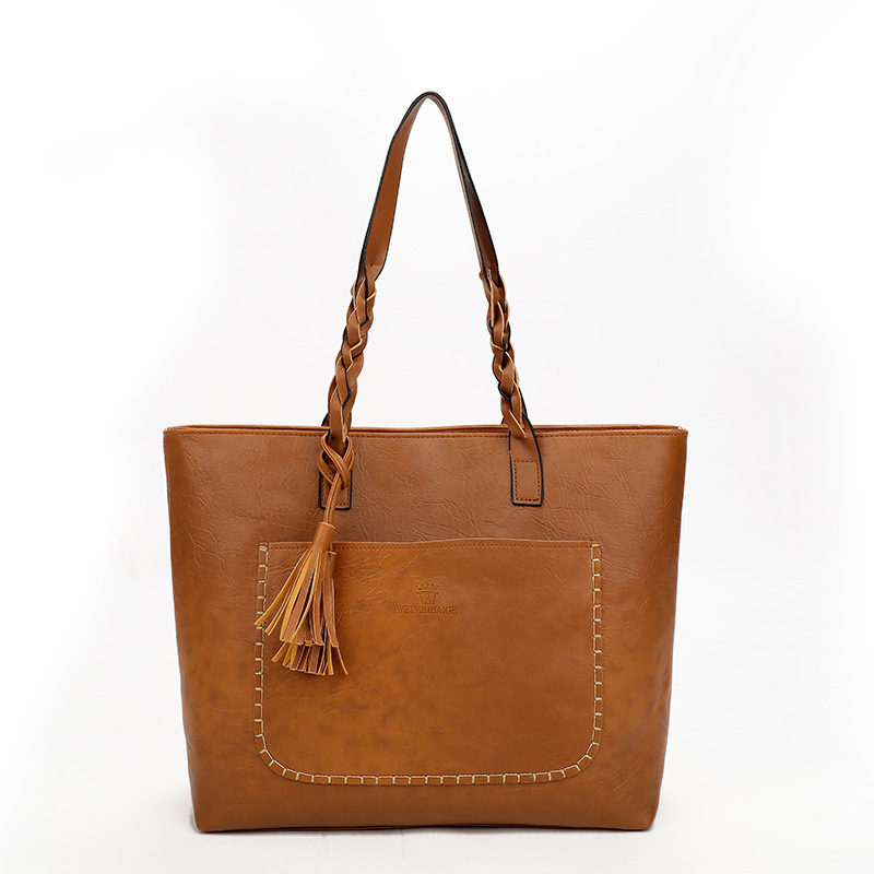 2022 Women's PU Leather Vintage Bags Female Tassel Tote Shoulder Bags For Women Big Capacity Purses and Leather Handbag